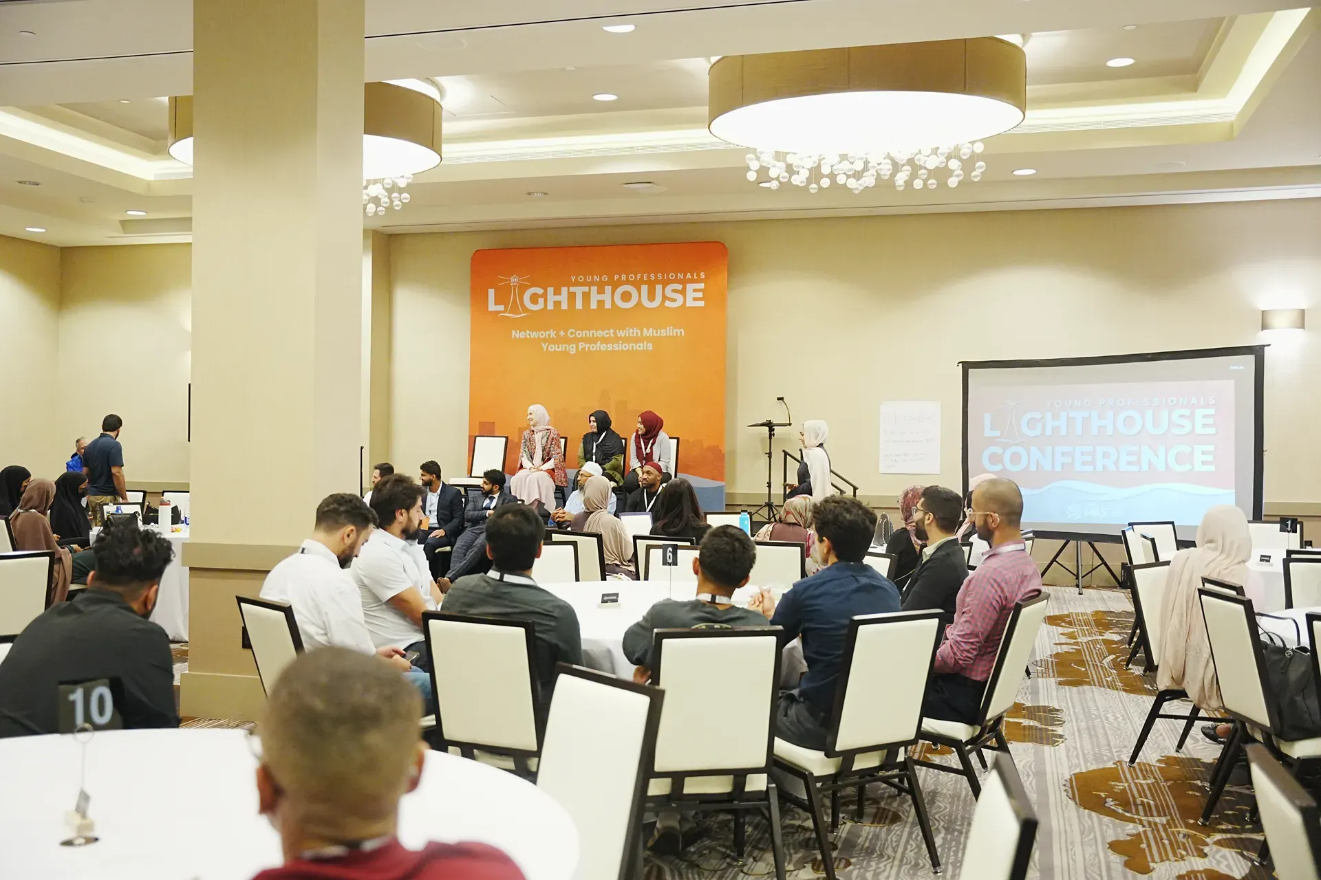 Lighthouse Conference stage and attendee hall